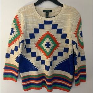 Lauren Ralph Lauren Cream Geometric Sweater